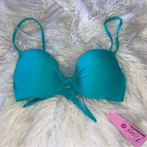 Blue Minimalist Bikini with Adjustable String Ties